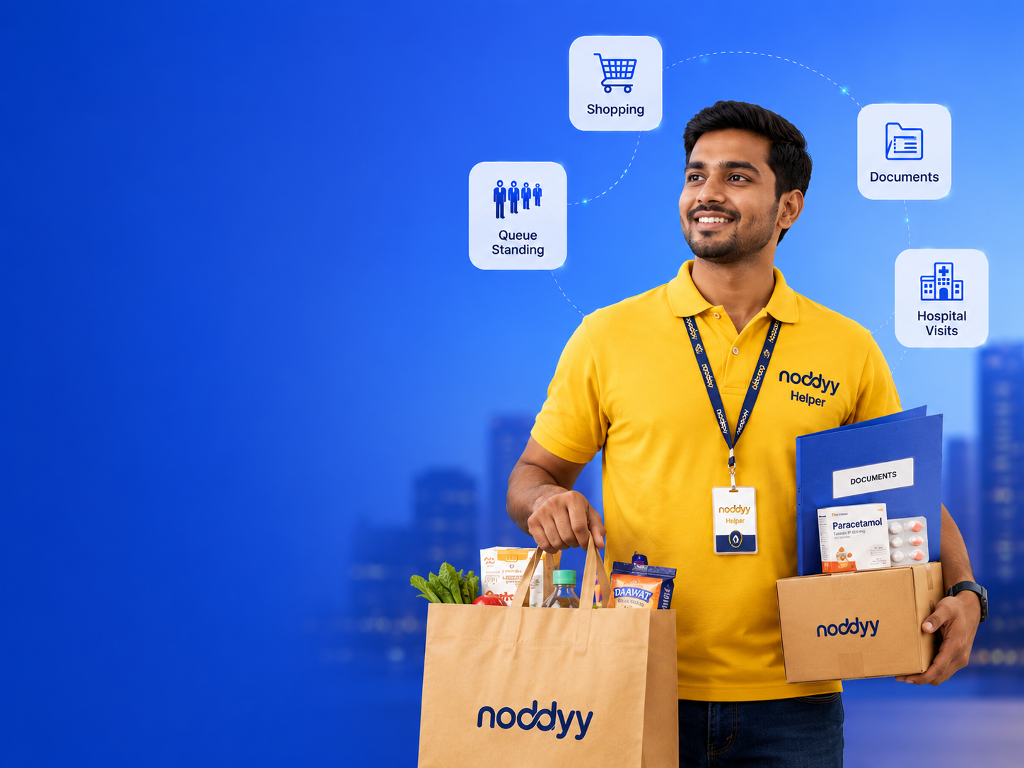 Noddyy helpers assisting with everyday tasks